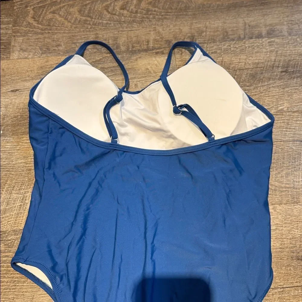 Sz XL One piece Blue swimsuit hygiene liner in place, no tags, no brand